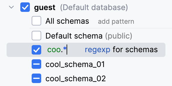 Input field of the pattern-based schema filter