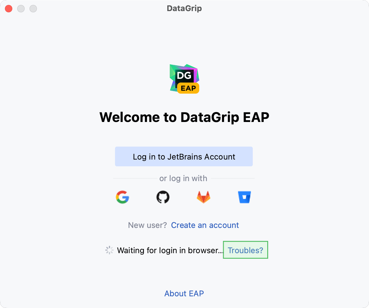 The Troubles button in the EAP Login dialog
