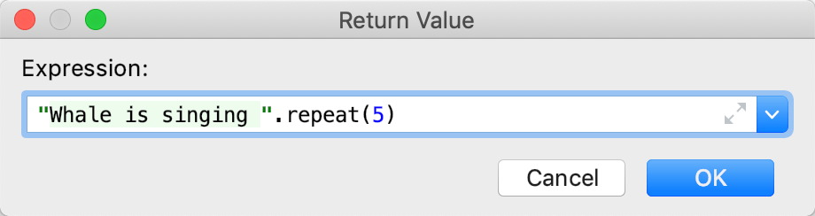 Return Value dialog