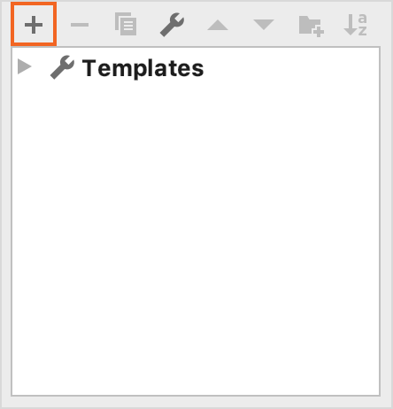 The Add New Configuration button in the top-left corner of the Run/Debug Configurations dialog