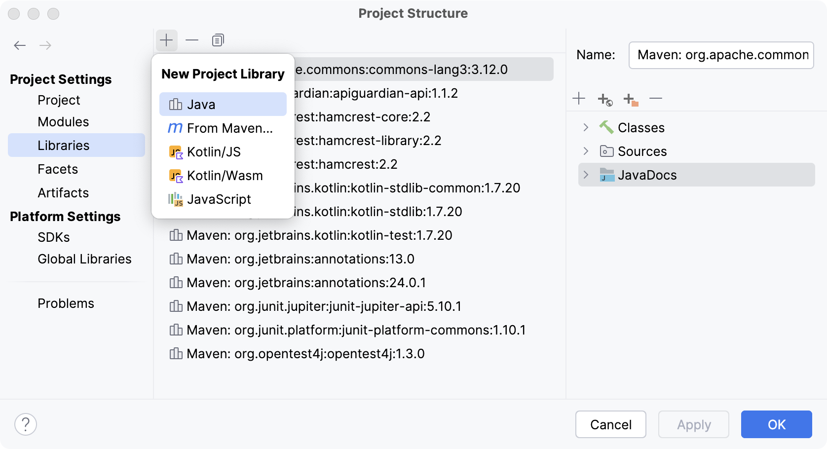 Defining a project library