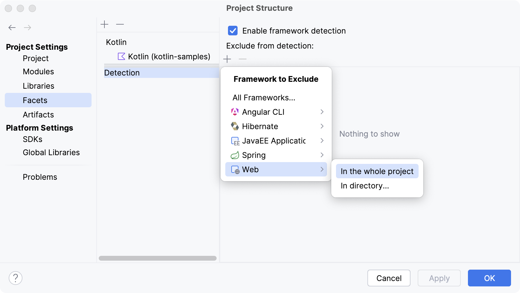 Excluding a framework from auto-detection