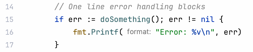 Code folding options: Single-line error handling blocks