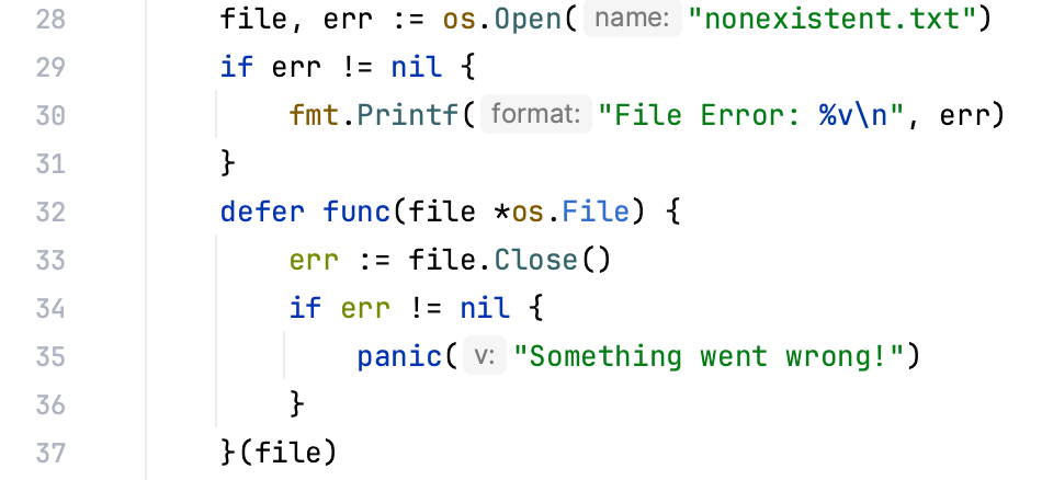 Code folding options: Single-line panic statements