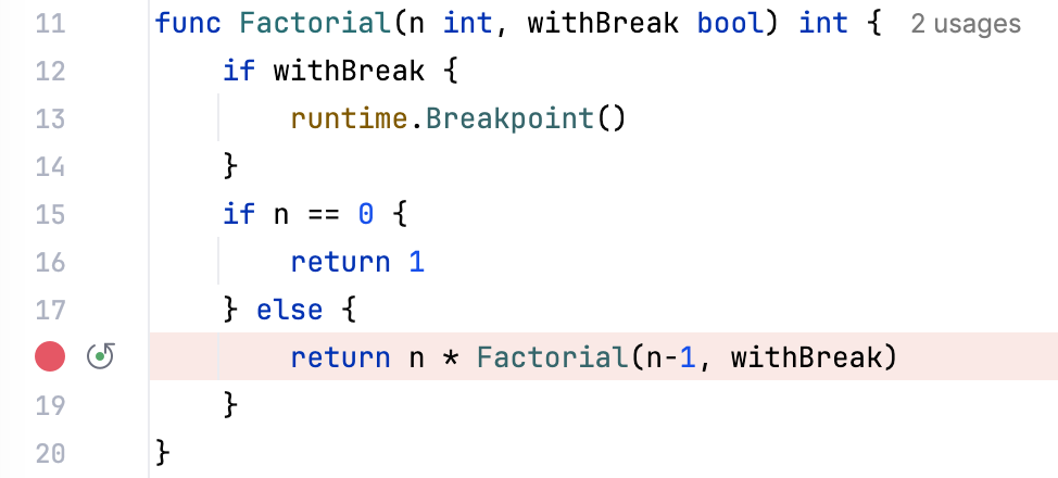 Debug a line breakpoint