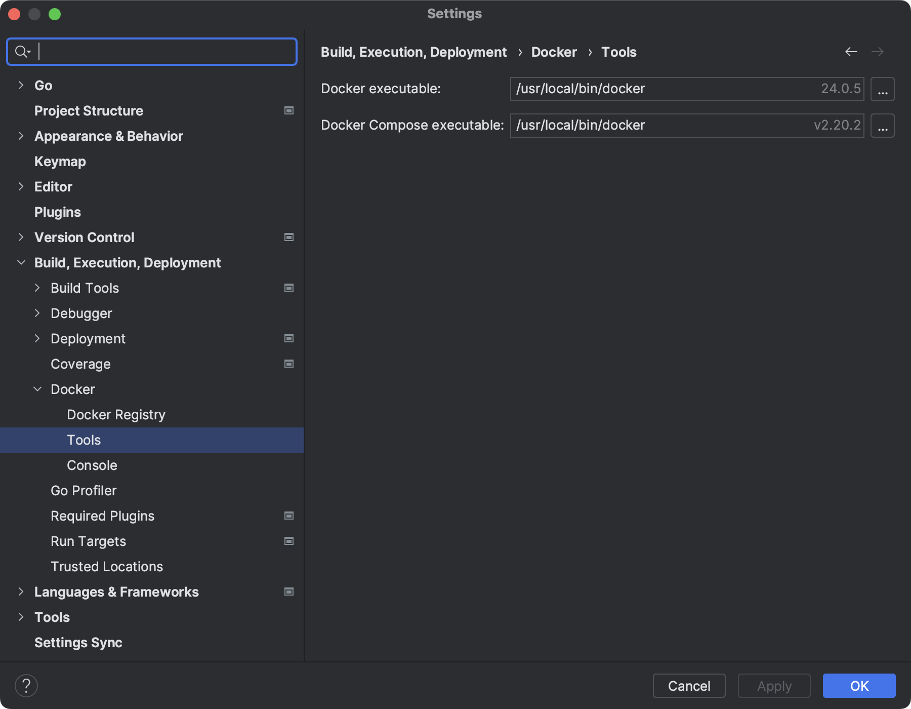 Docker tools settings | GoLand Documentation
