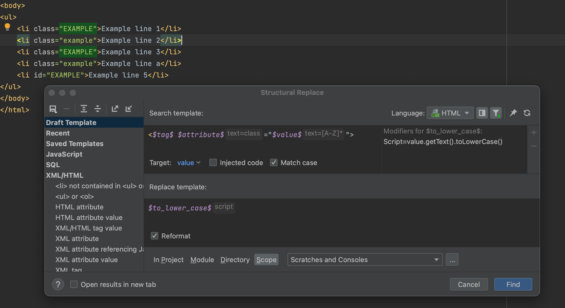 Structural Search And Replace | GoLand Documentation