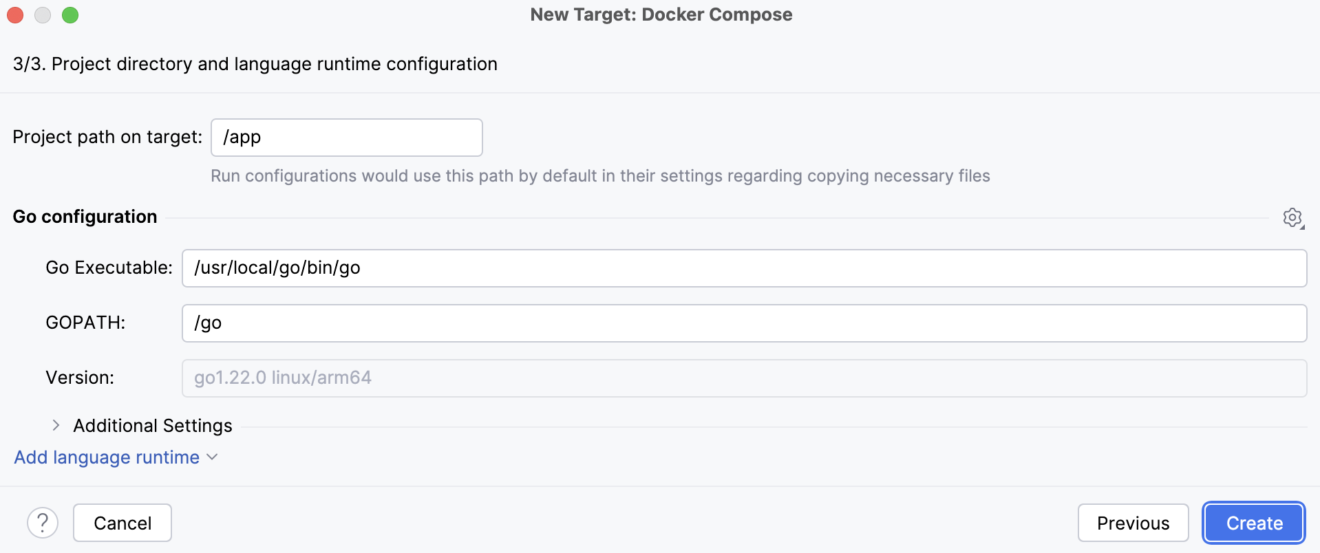 The final step of the Docker target