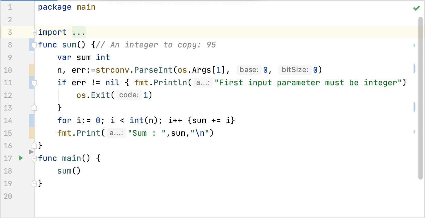 Example of the go fmt tool