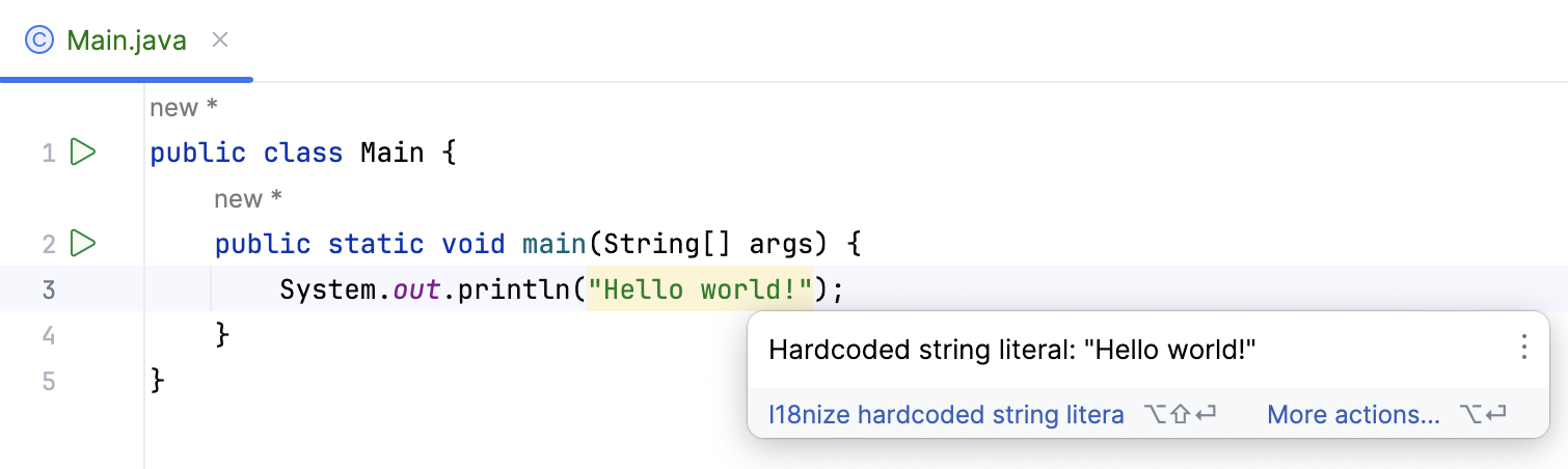 Highlighted hard-coded string literal