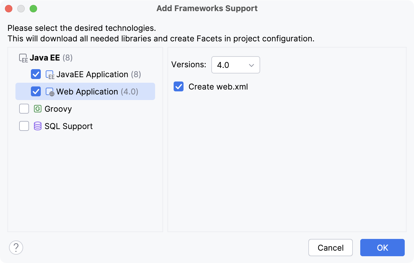 Adding support for a framework