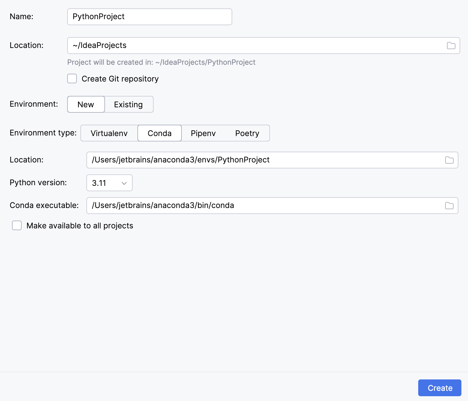 Create a new conda environment