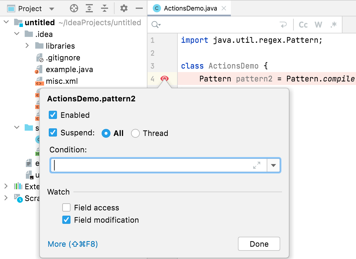 Using field watchpoints