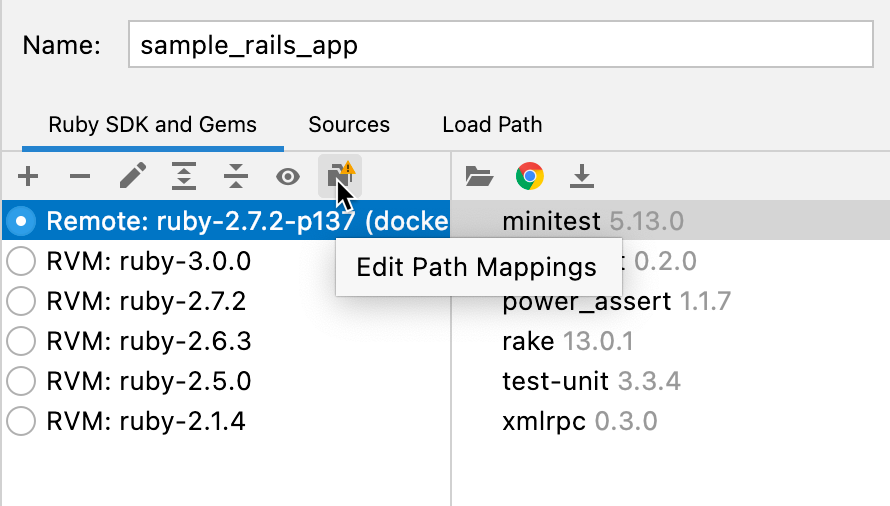 Edit path mappings