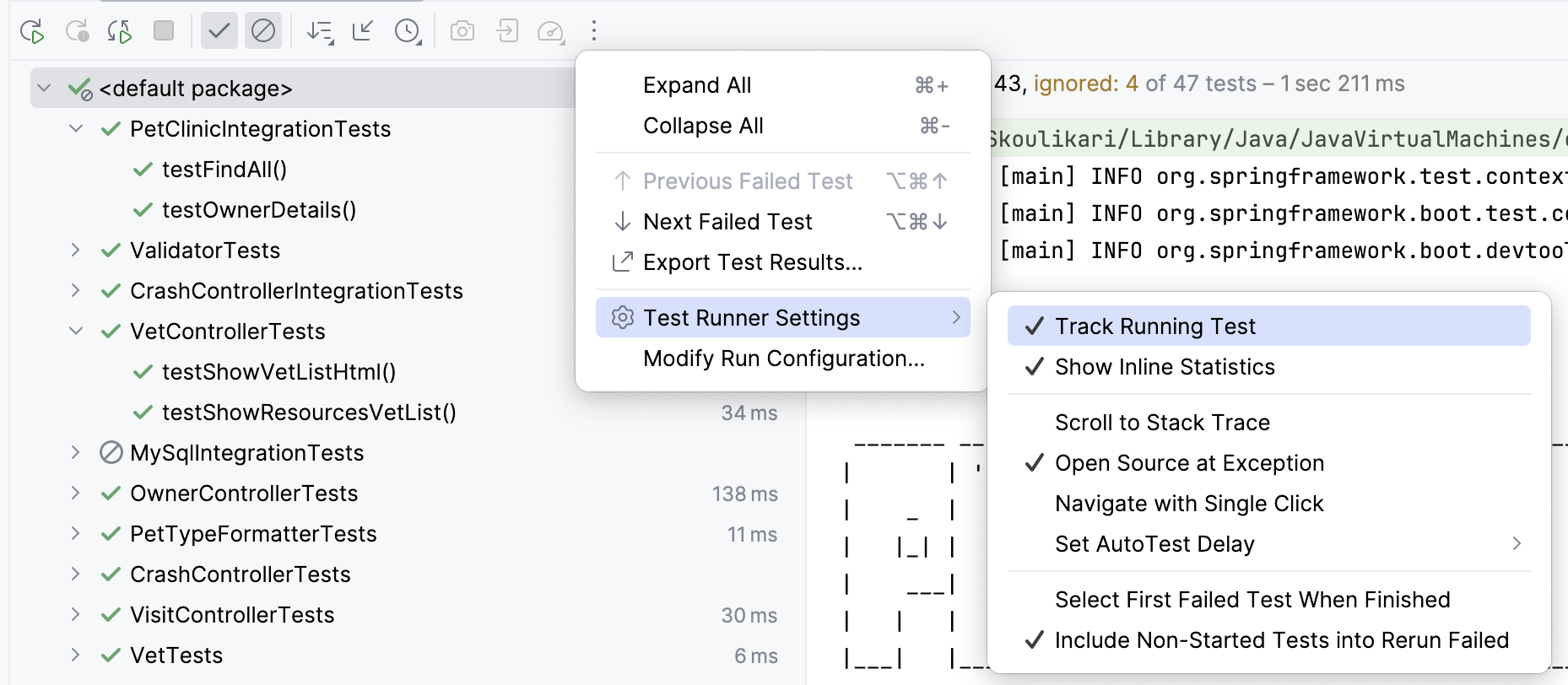 Options for managing test results