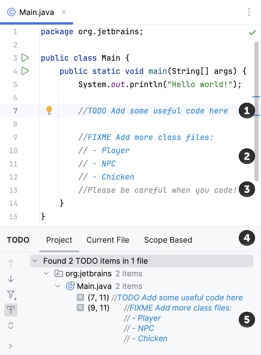 Example of TODO comments