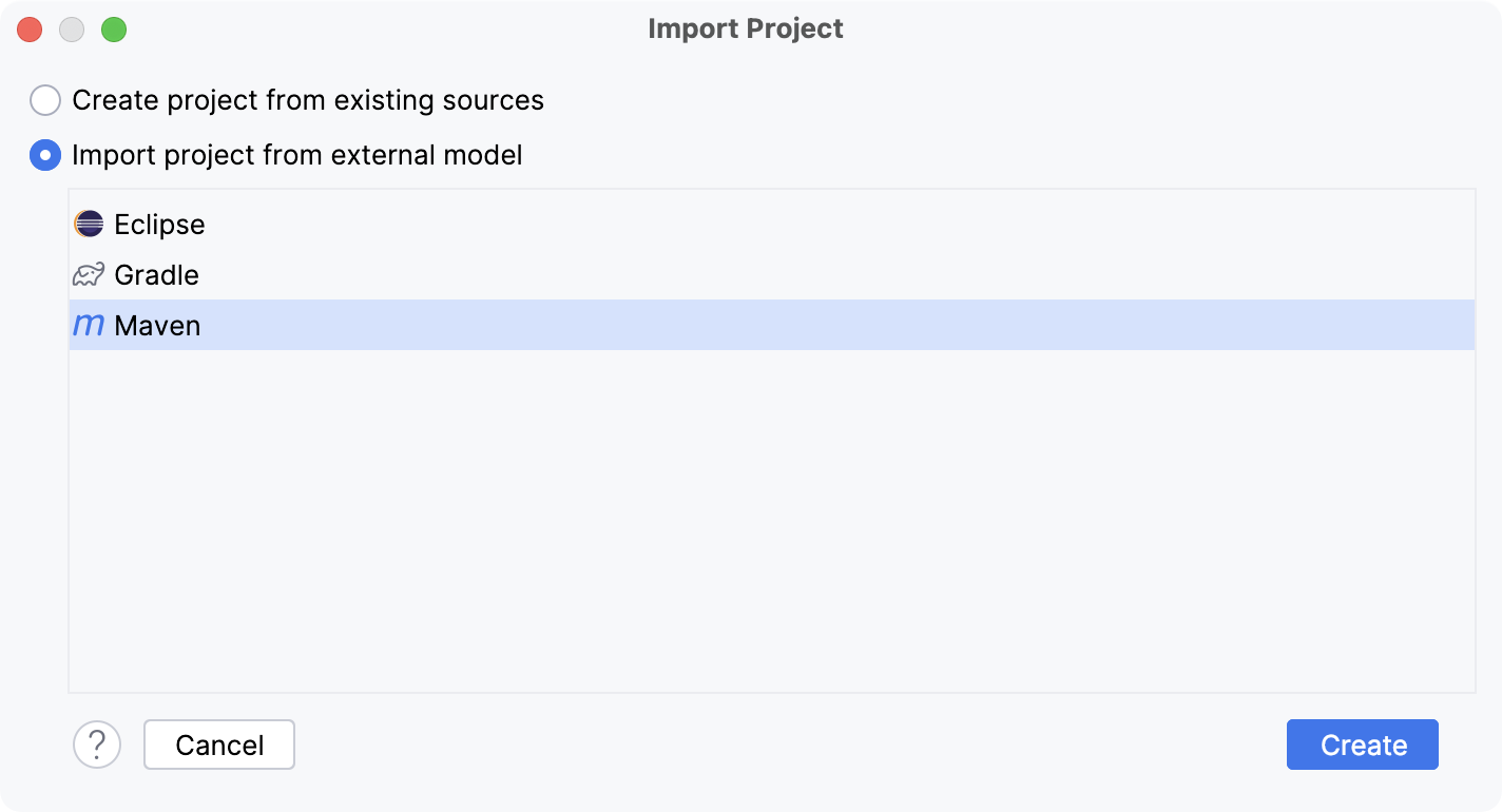 Importing a project from an external model