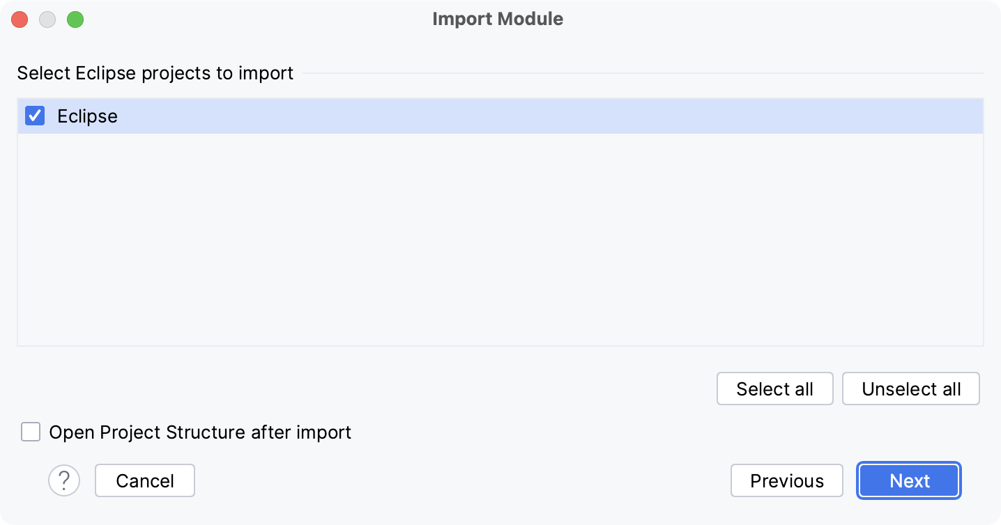 Importing a project from Eclipse as a module