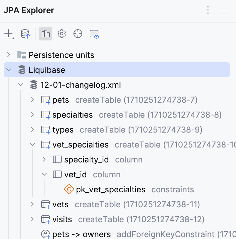 JPA explorer with Liquibase