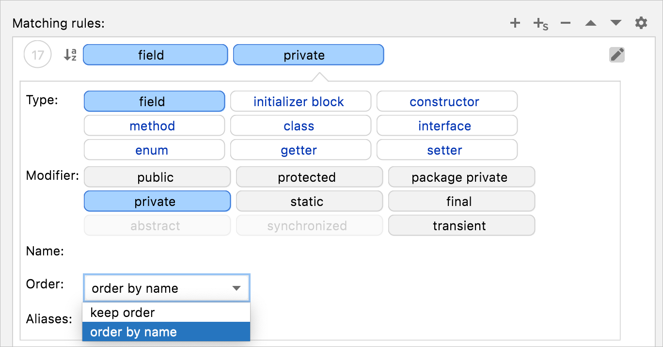 Matching rules example