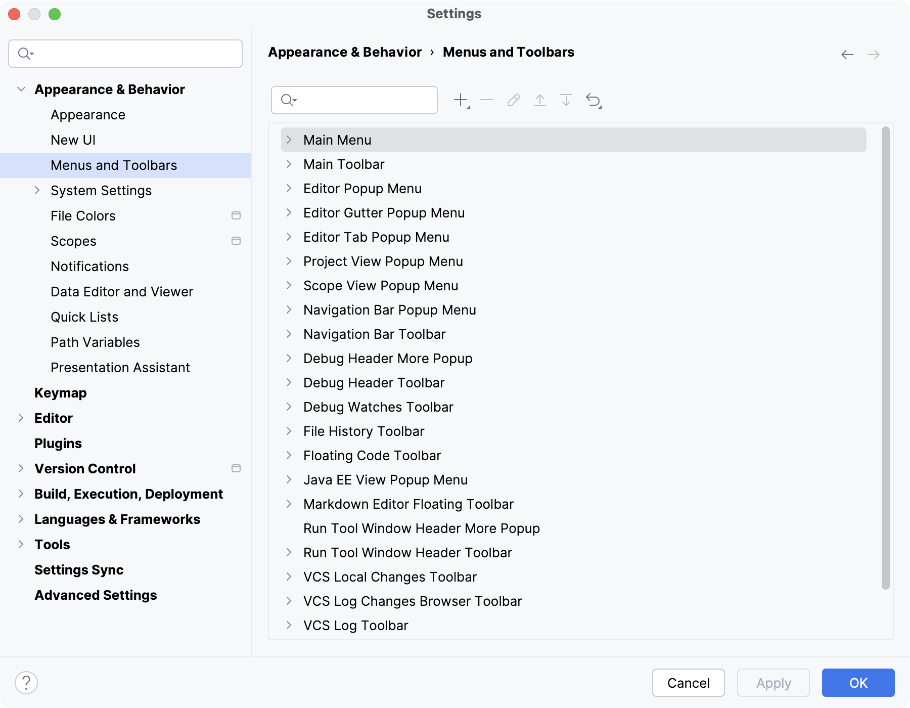 Menus and Toolbars | IntelliJ IDEA Documentation