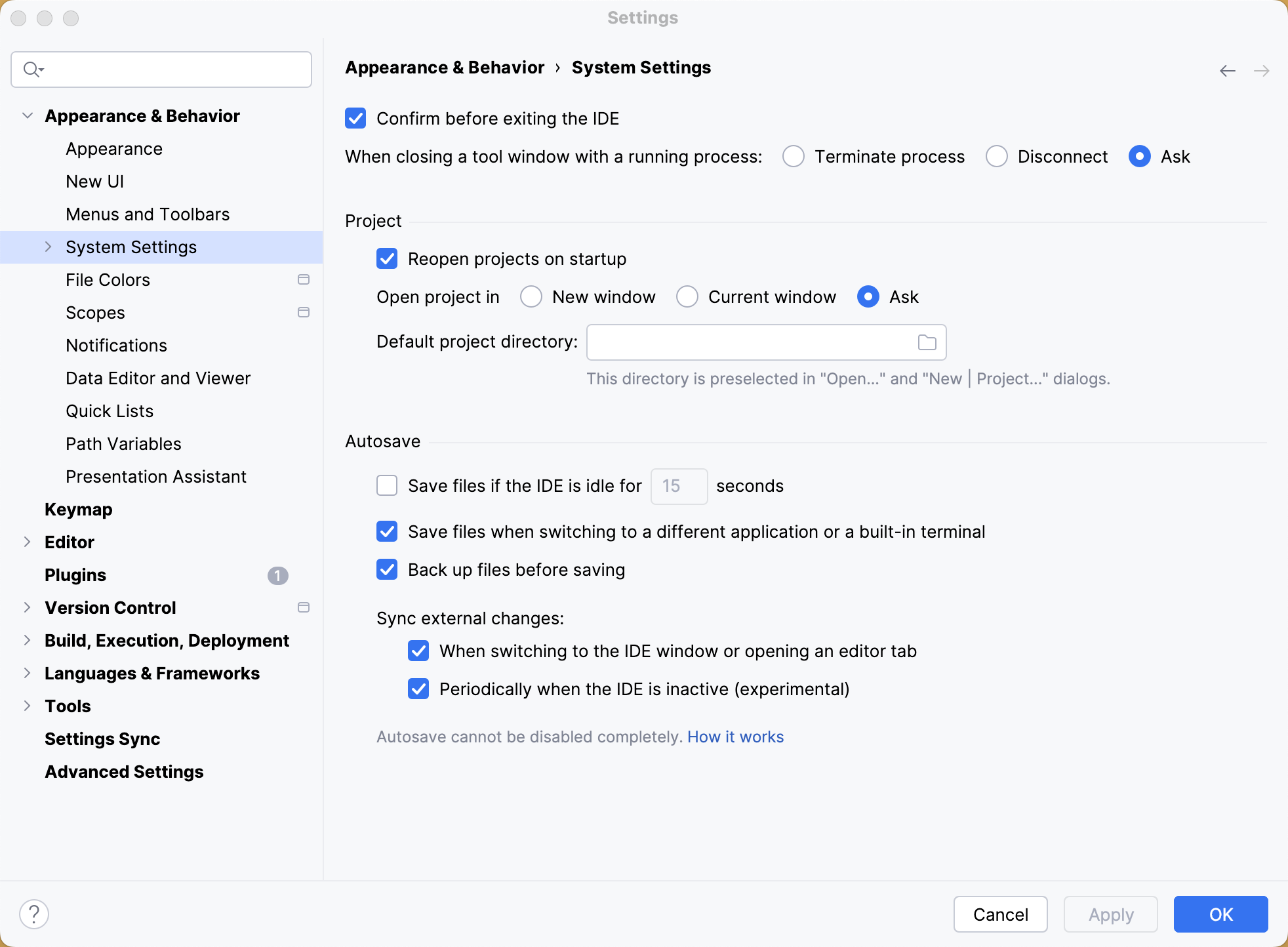 Configuring the system settings