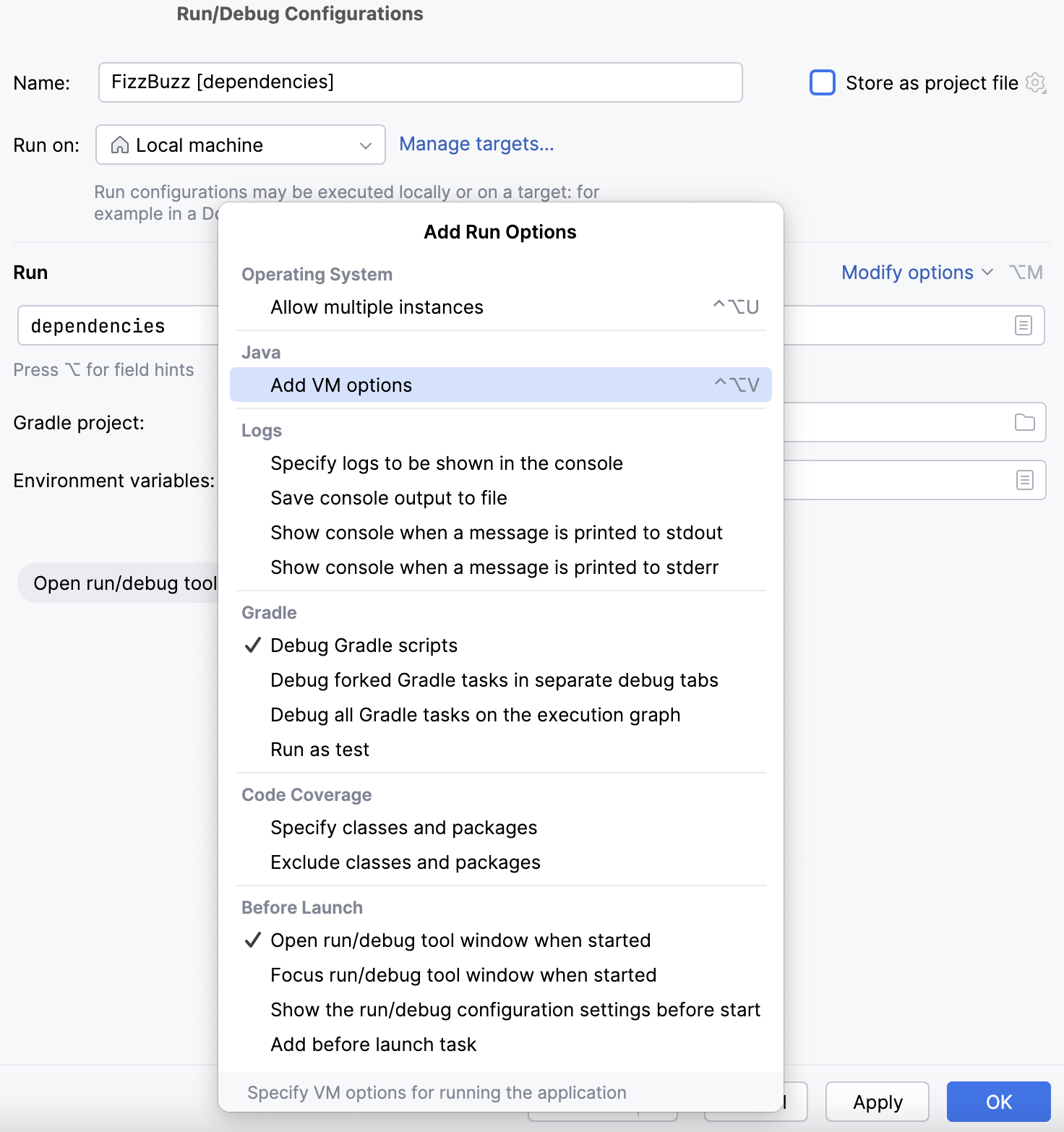 Gradle configuration settings