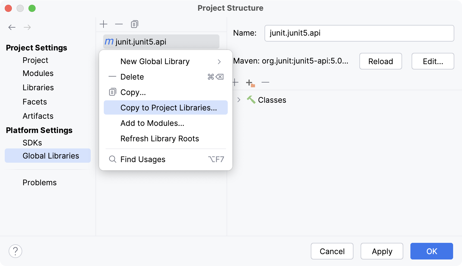 Copying a global library to a lower level