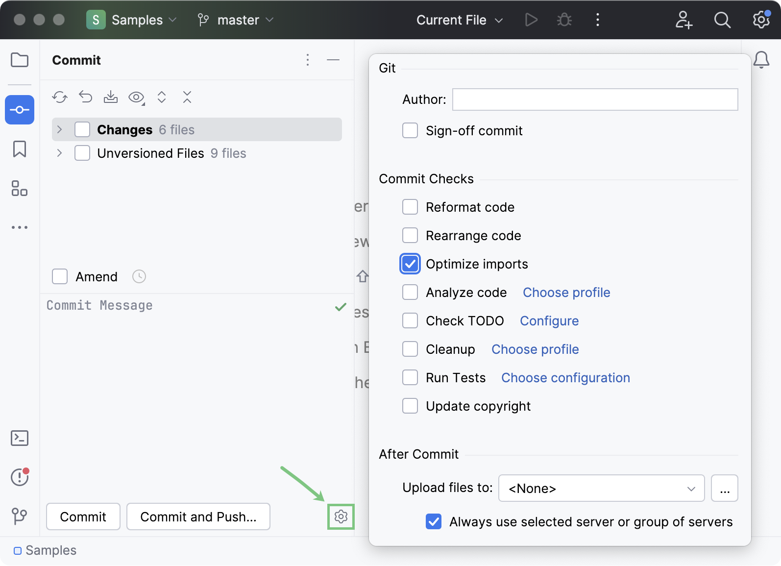 Optimize imports before commit