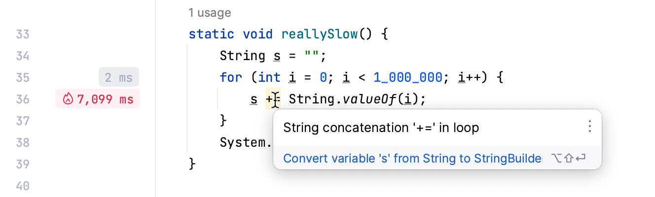 Method implementation marked with runtime labels