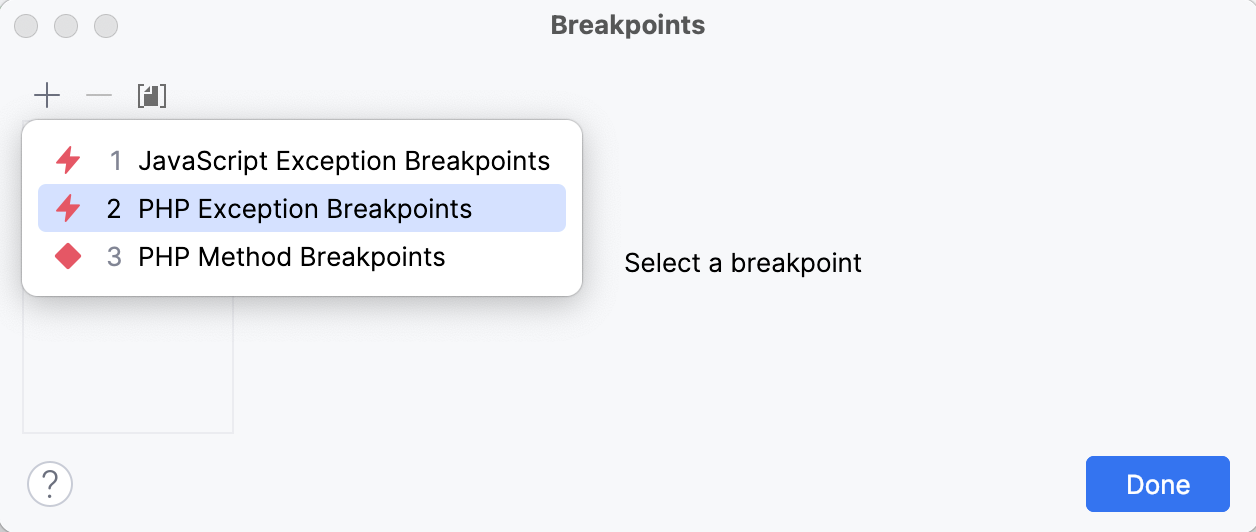 creating an exception breakpoint