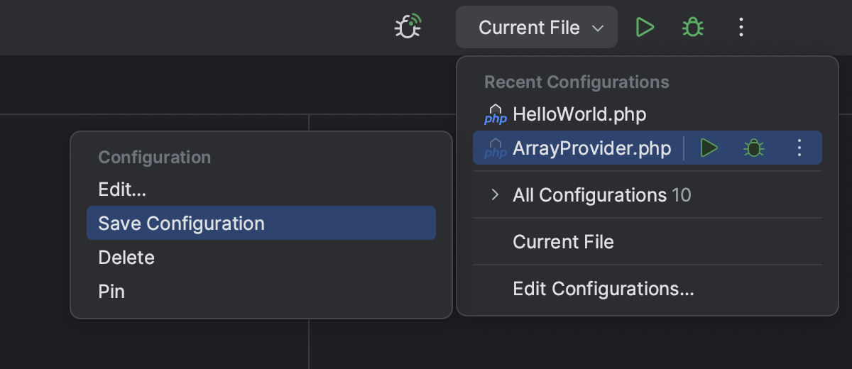 Run/debug configurations | PhpStorm Documentation