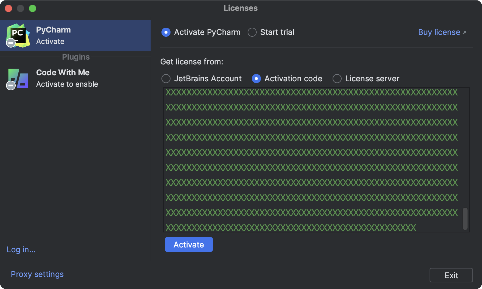 PyCharm License Activation Dialog PyCharm Documentation