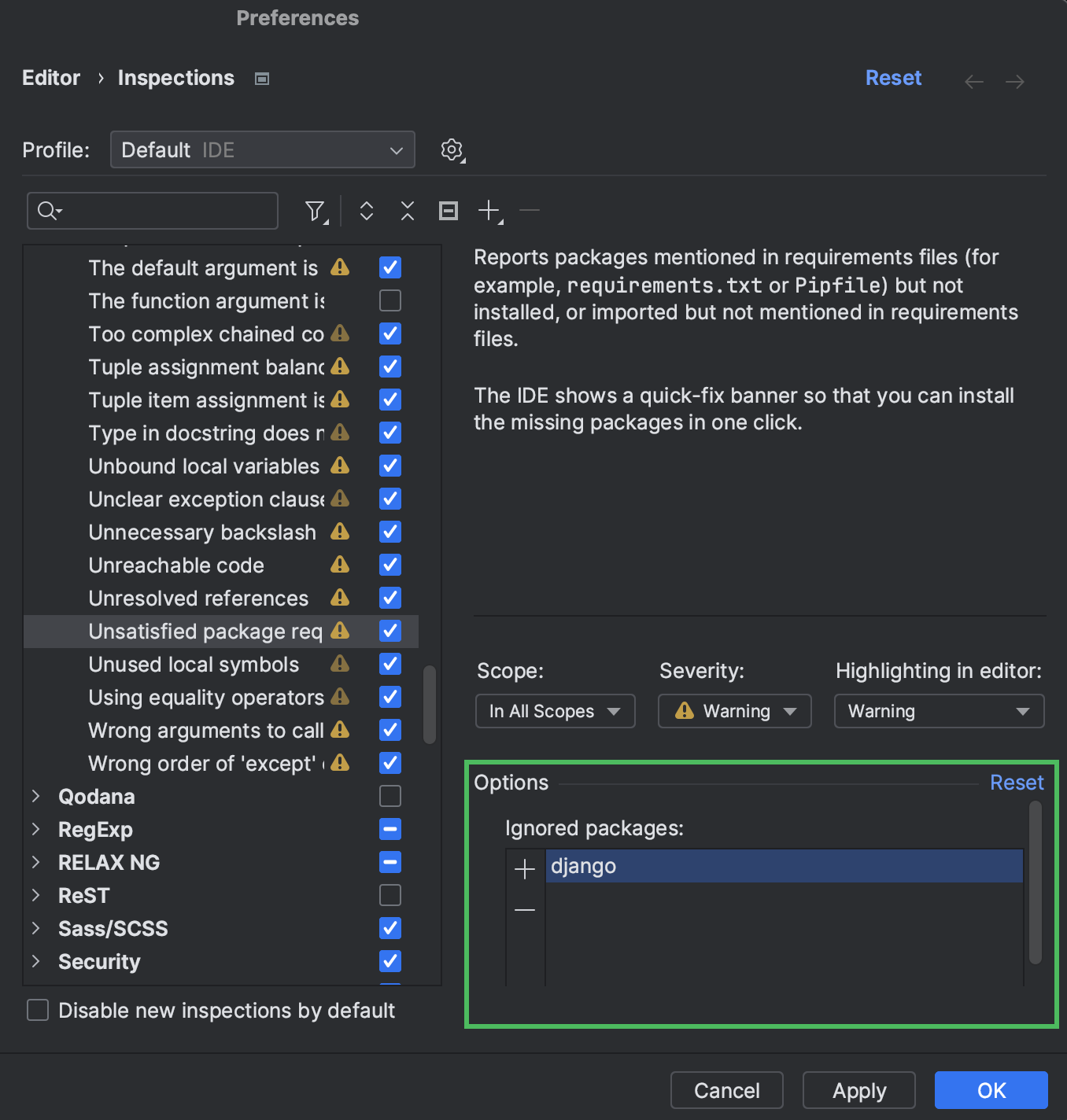 Use requirements.txt | PyCharm Documentation