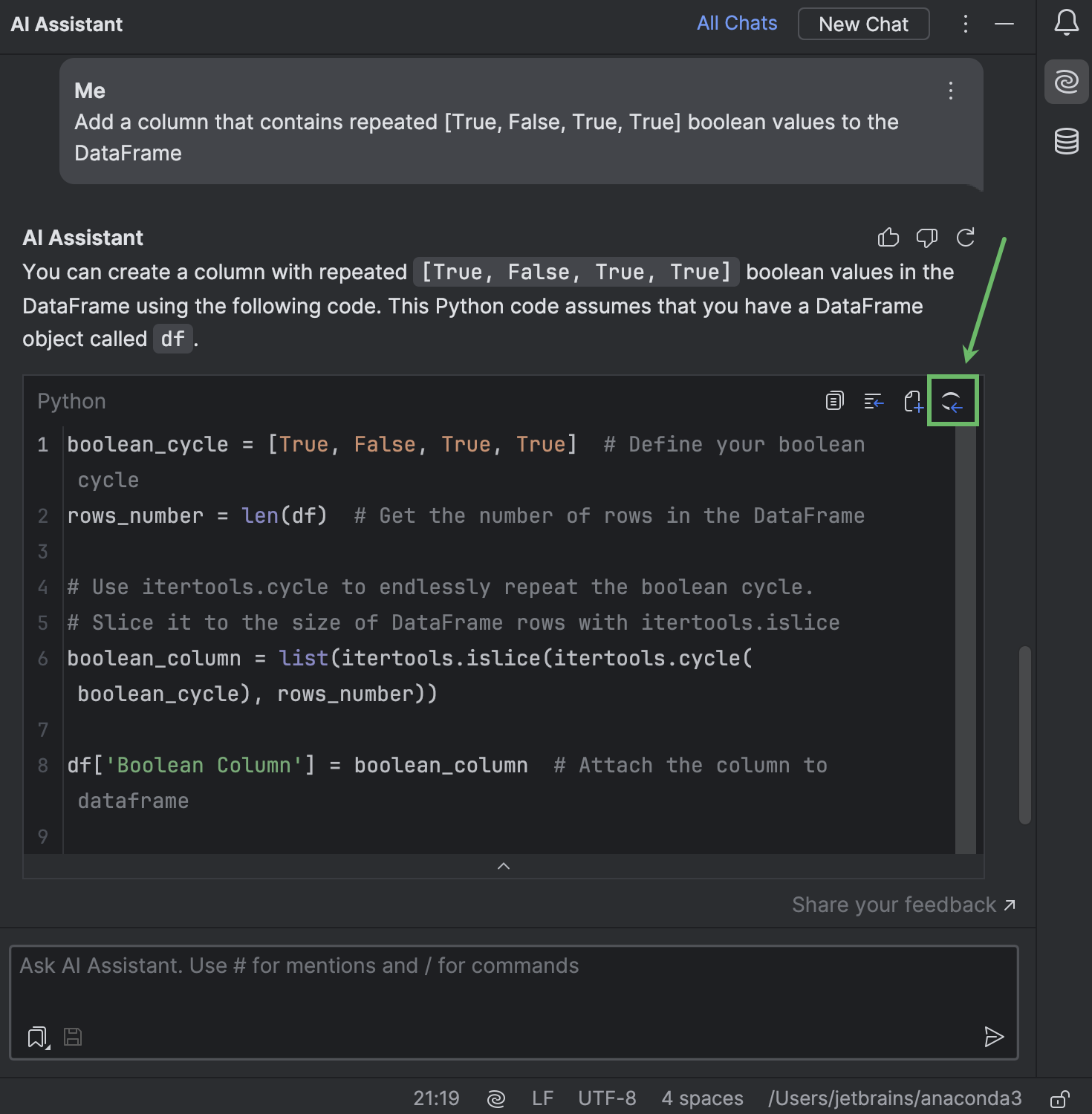 Chat with AI | PyCharm Documentation