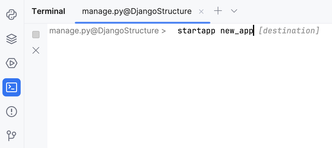 Specifying the app name in the manage.py console