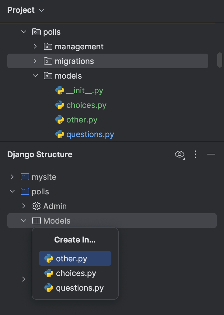Django Structure tool window | PyCharm Documentation