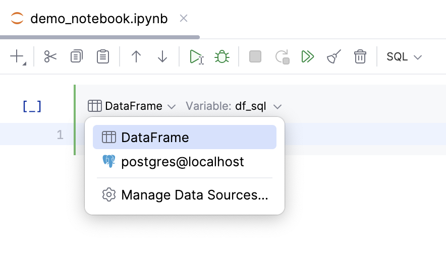 Select DataFrame as a data source