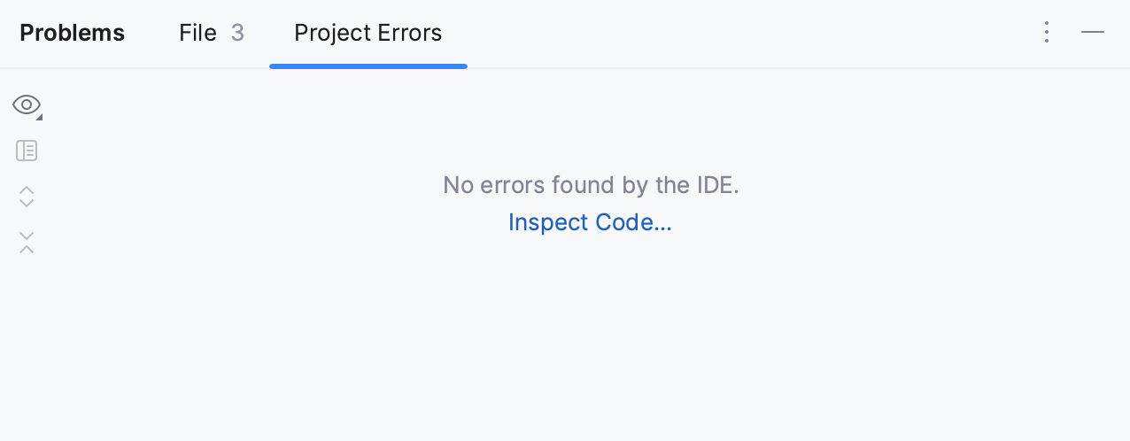 Problems tool window. Project Errors tab