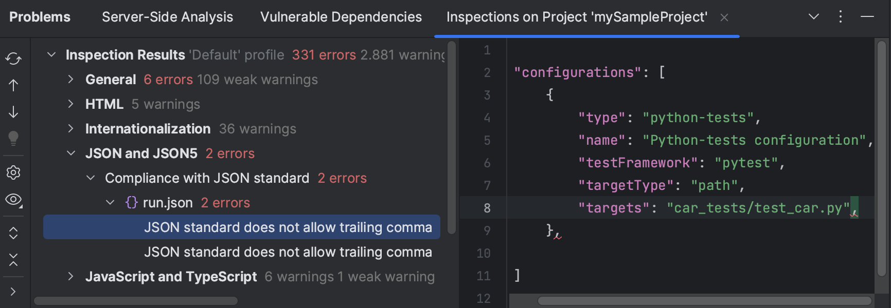 Problems tool window | PyCharm Documentation