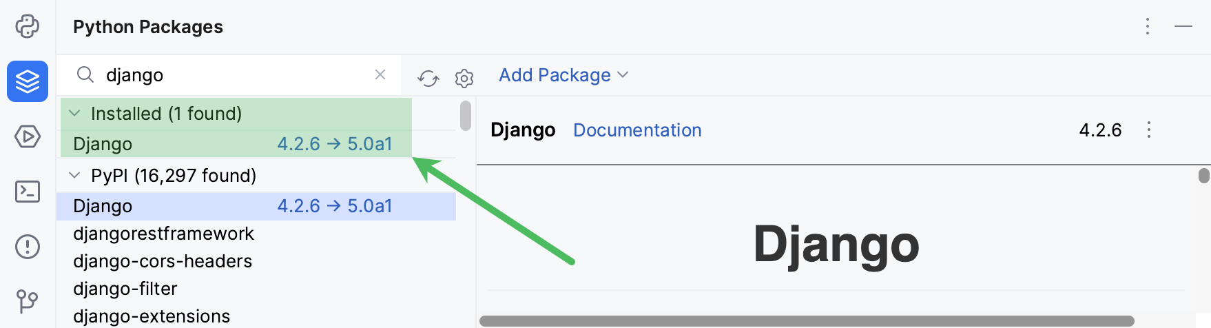 Django package is added