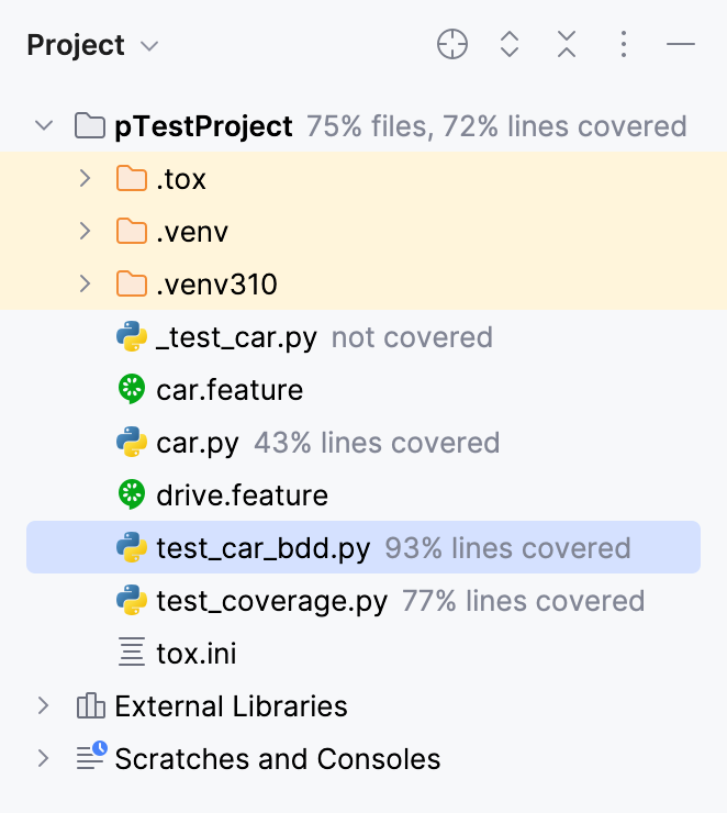 View coverage results in the Project tool window