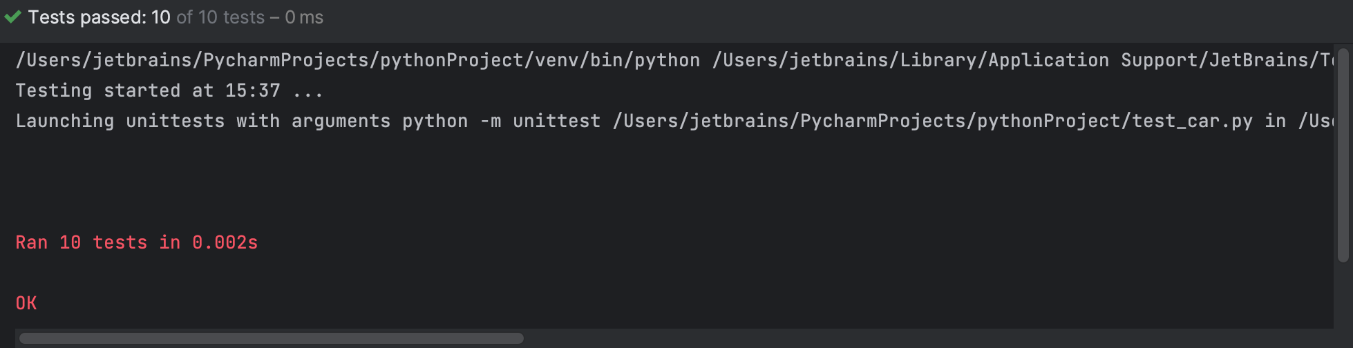 Test Your First Python Application | PyCharm Documentation