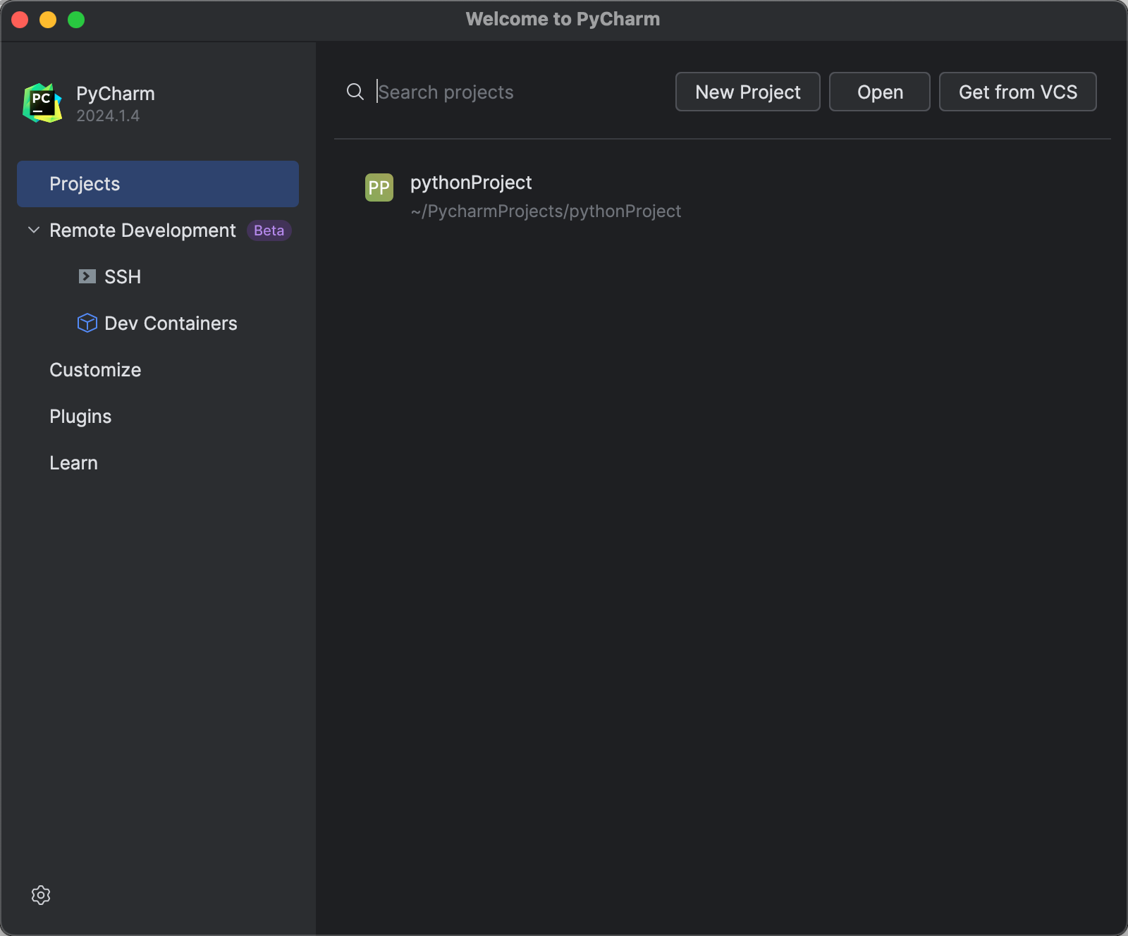 Welcome screen | PyCharm Documentation