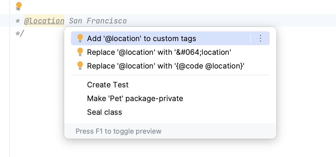 Recognize custom tags using context action