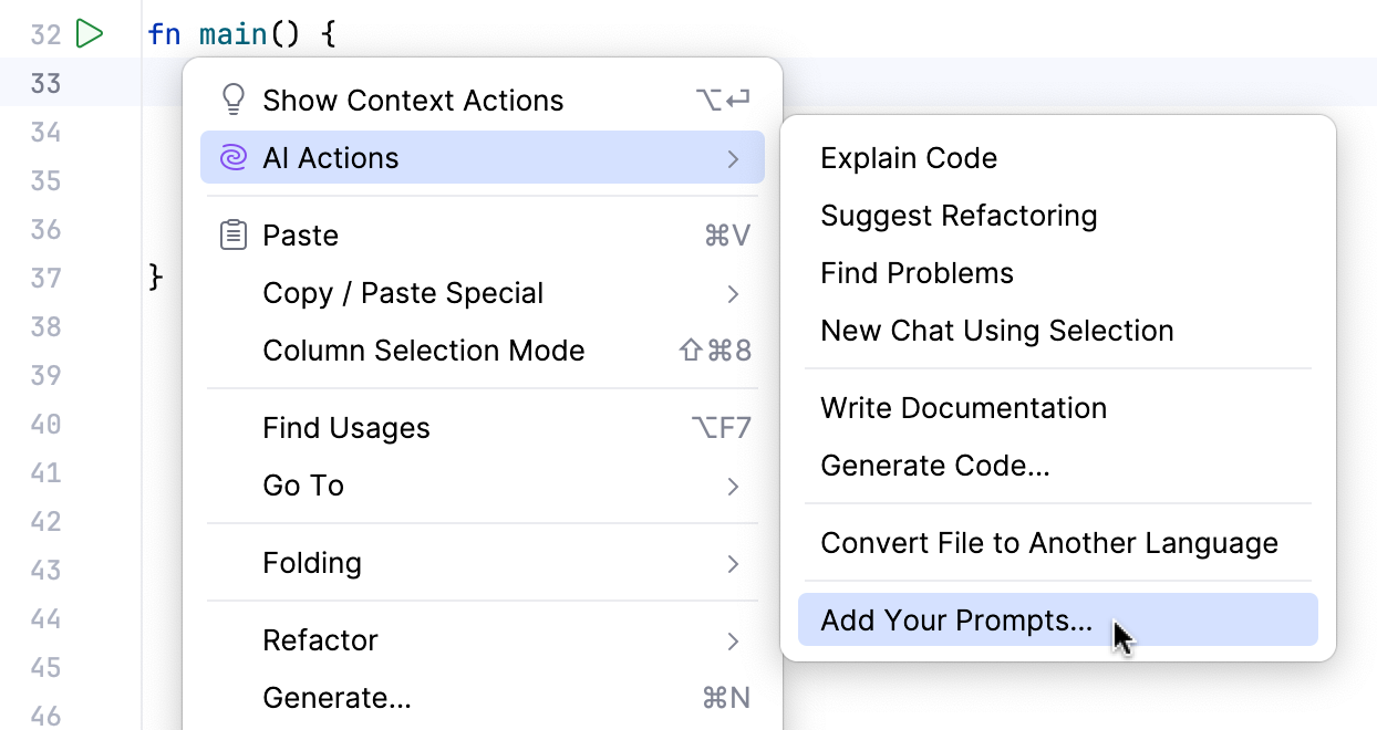 Add your prompt context menu