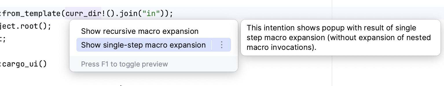 Macro expansion actions