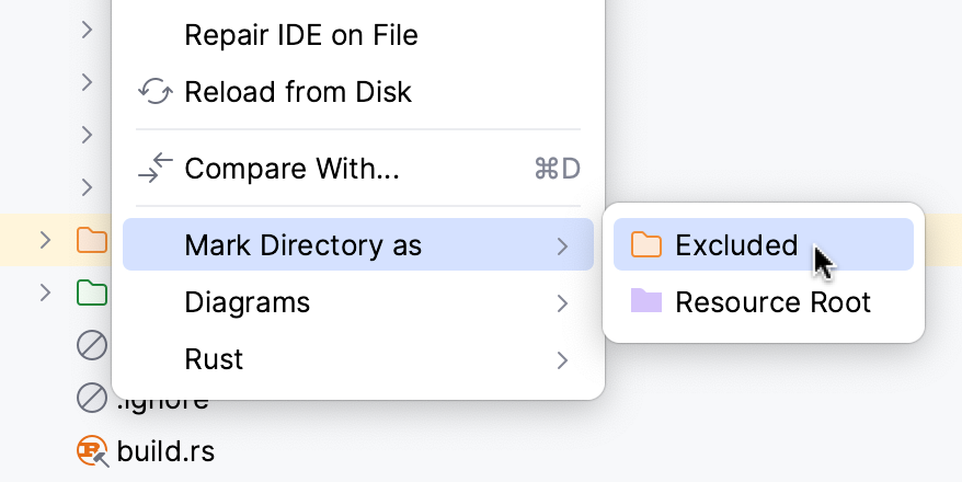 Mark directory as excluded