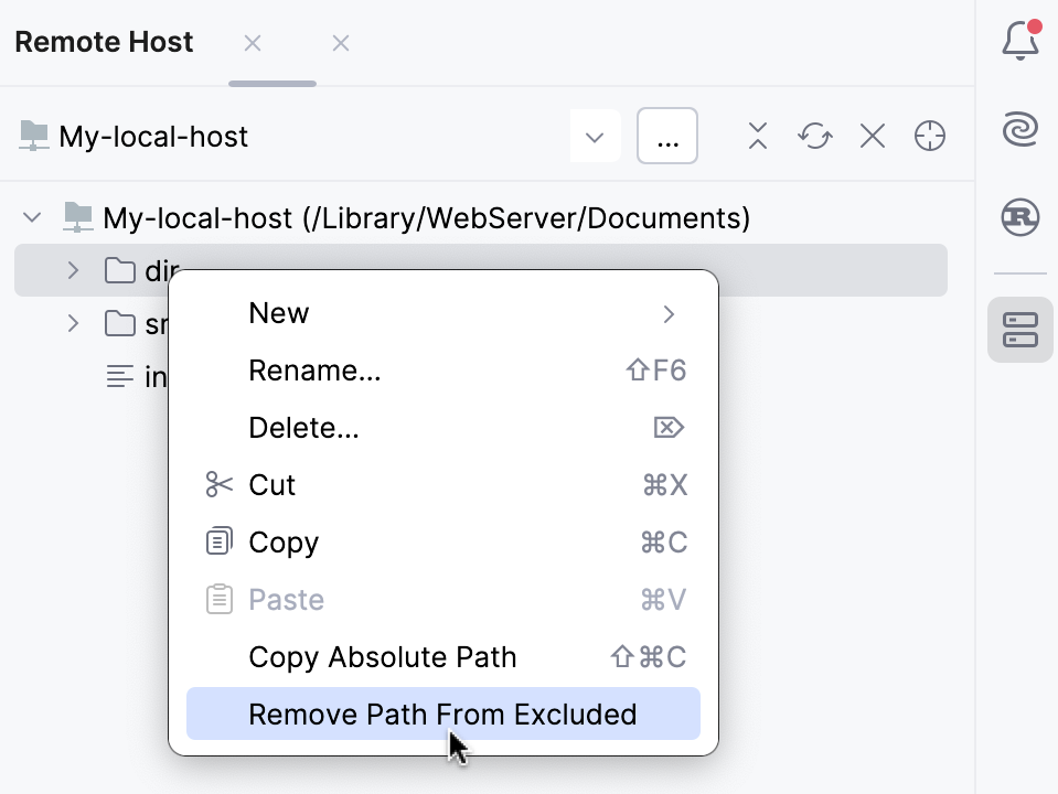 Removing a file from excluded