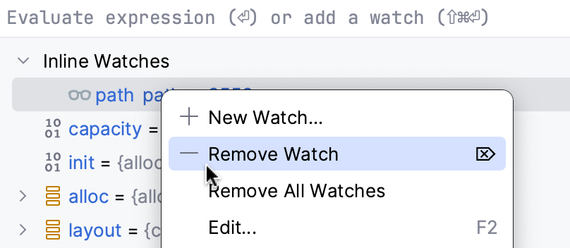 Remove an inline watch
